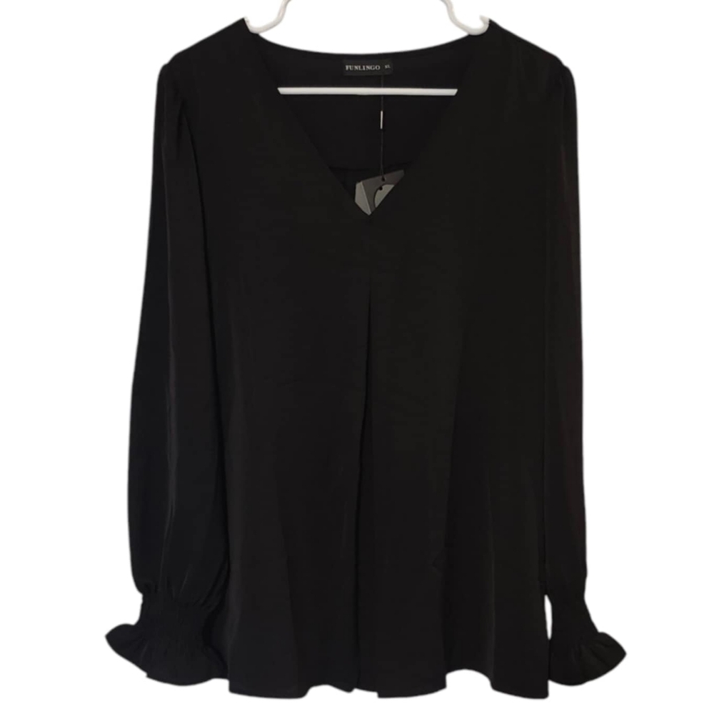 Funlingo NWT XL Black Long Sleeve Blouse